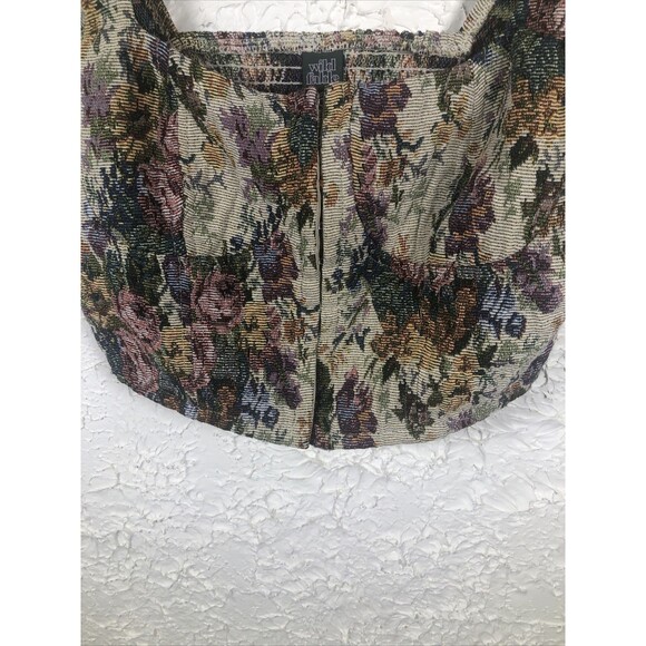 Wild Fable Sz S Multicolor Floral Jacquard Square Neck Cropped Corset Tank Top - Picture 4 of 8